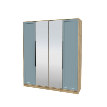 Шкаф распашной Тренд КТ-Ш4 (з) (Дуб золотой ЛДСП/ Океан ЛМДФ) Ш1800 В2128 Г547